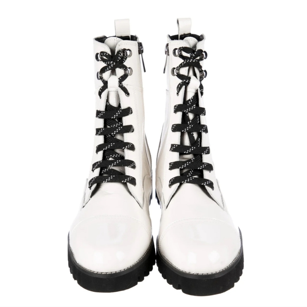 DONALD PLINER Patent Leather Combat Boots Size 7.5